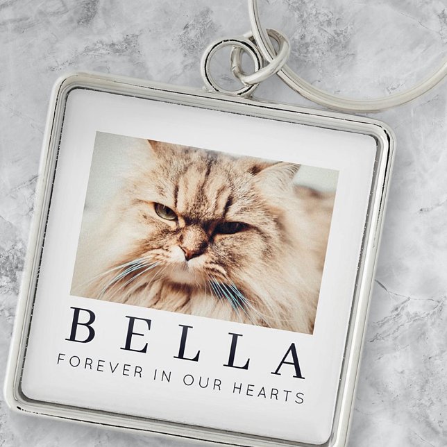Pet Memorial Simple Modern Chic Family Photo Keychain (Creator Uploaded)