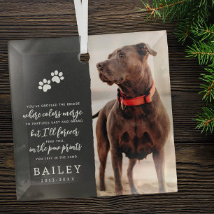 Pet Memorial Simple Modern Chic Poem Photo Glass Ornament