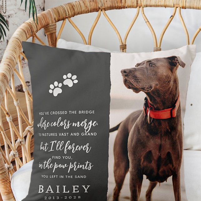 Pet Memorial Simple Modern Chic Poem Photo Throw Pillow (Creator Uploaded)