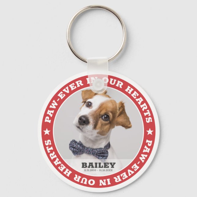 Pet Memorial Simple Modern Custom Photo Keepsake Keychain (Front)