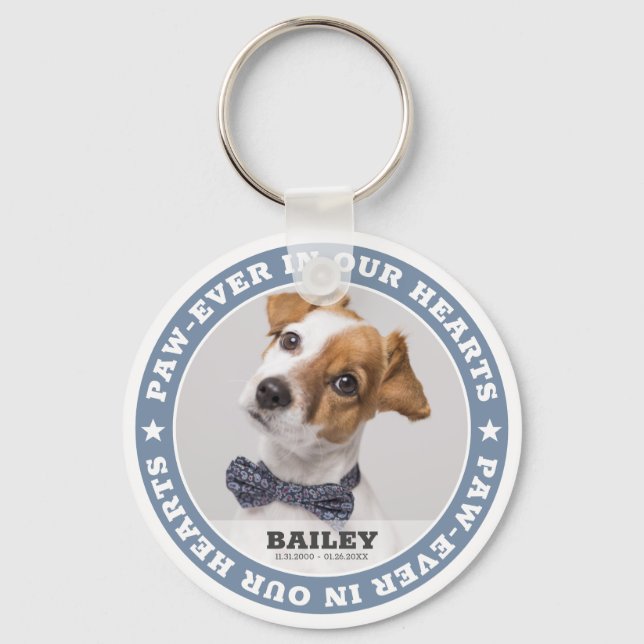 Pet Memorial Simple Modern Custom Photo Keepsake Keychain (Front)
