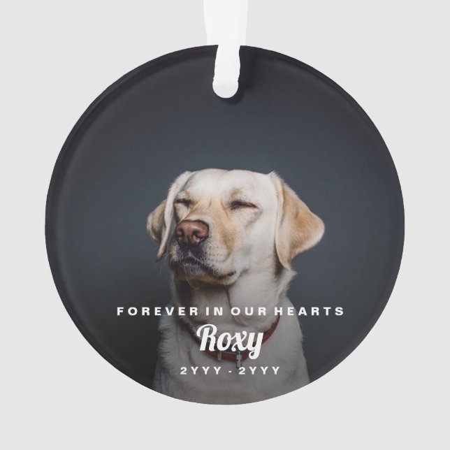 Pet Memorial Simple Photo Name and Years Ornament (Back)