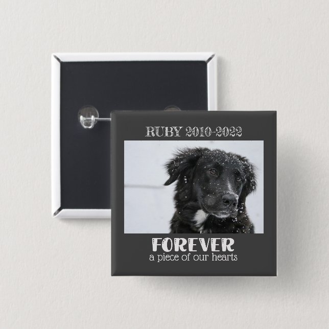 Pet Memorial Sympathy Photo 2 Inch Square Button (Front & Back)
