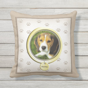 Pet Memorial with Gold Tag Throw Pillow