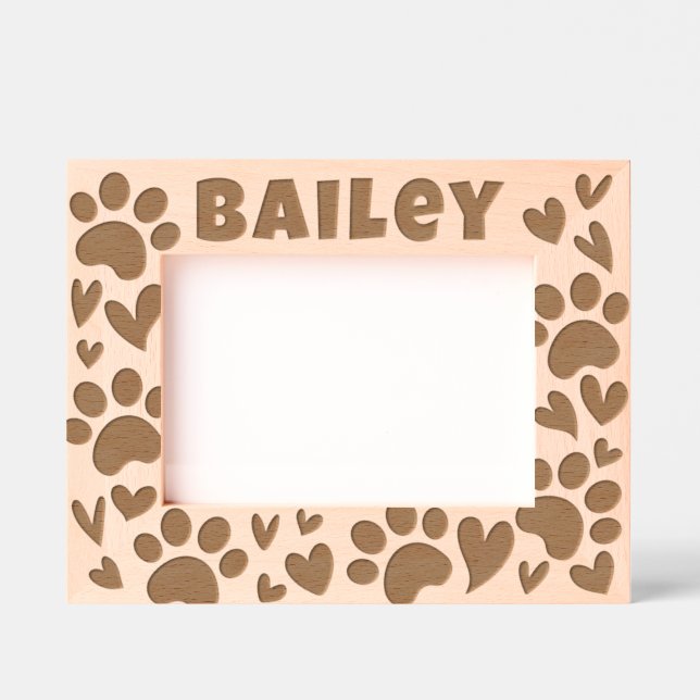 Pet Modern Simple Cute Paws and Hearts Etched Frames (Front)