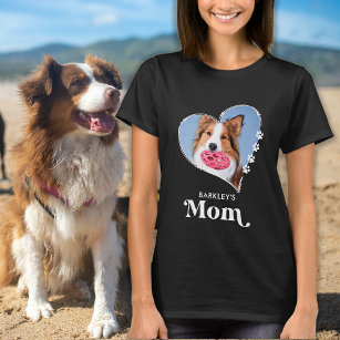 Pet Mom Custom Photo Heart Paw Prints Dog Lover T-Shirt