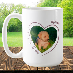 Pet Mom Heart Photo Paw Prints Coffee Mug