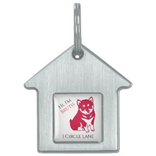 Pet Name & address Cute Husky Pup Framed Pet Tag