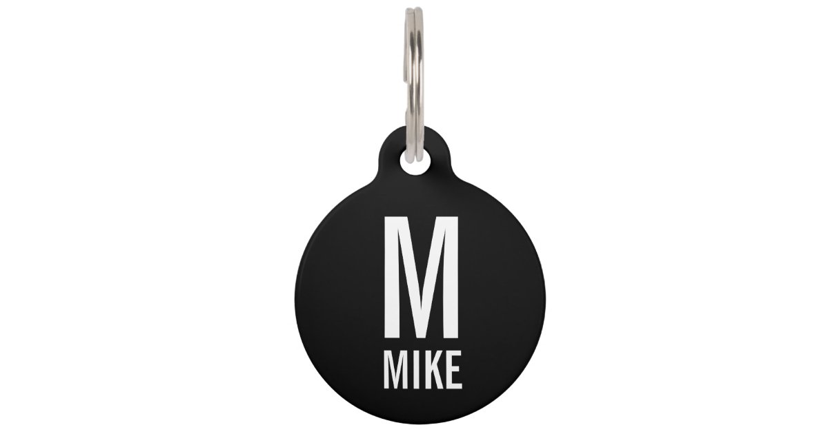 Pet Name and Monogram with Owner's Contact Info Pet Tag | Zazzle.ca