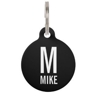 Pet Name and Monogram with Owner's Contact Info Tag