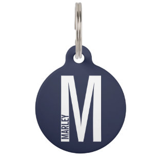 Pet Name and Monogram with Owner's Contact Info Tag