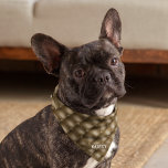 Pet Name Brown Tufted Smaller 18x18-in Square Bandana<br><div class="desc">A unique chocolate brown tufted pattern printed on one side of this bandana with your pet's name on a brown background. Two sizes available: 18"x18" (kids, small dogs) and 22"x22" (adults, large dogs). Easily change name using the Template provided. Lightweight fabric that breathes well and dries quickly. 100% spun polyester....</div>