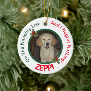 Pet Naughty List Christmas Ceramic Ornament