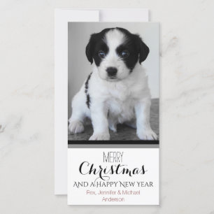 Pet or Puppy Black White Holiday Christmas Card