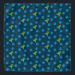 Pet Organ Donation Awareness & Transplant  Bandana<br><div class="desc">Fun and attractive green ribbon and paw prints on navy background pet bandana! What better way to spread the message than dressing up your fur baby. Our fur babies play an important support role in the transplant journey. Small and large bandana options available.</div>