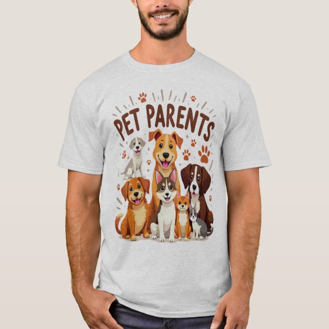 Pet Parents: Adorable Illustration of Happy Furry  T-Shirt (Front)
