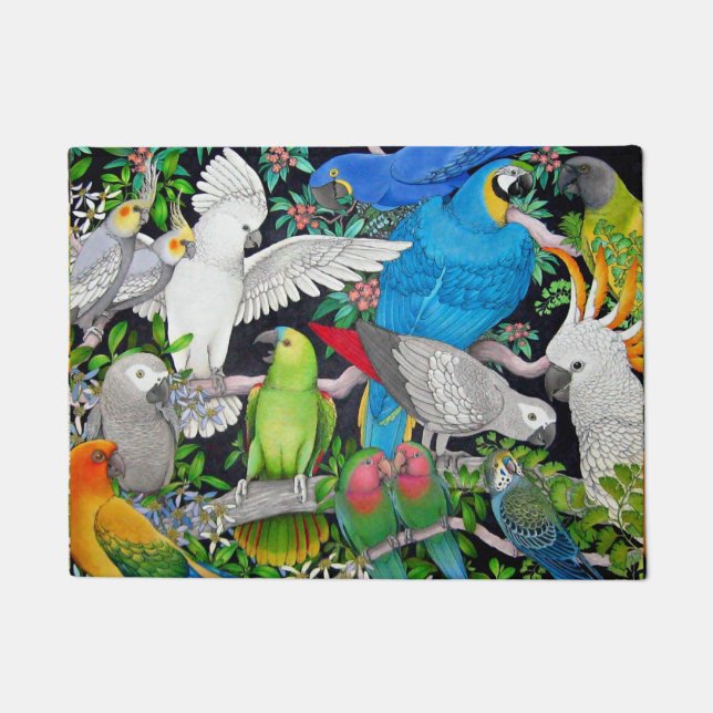 Pet Parrots of the World Doormat (Front)