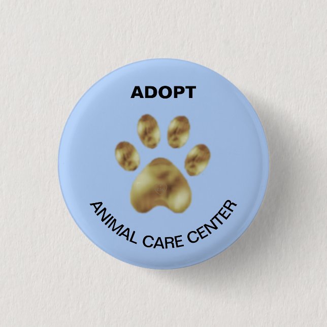 Pet paw animal care centre 1 inch round button (Front)
