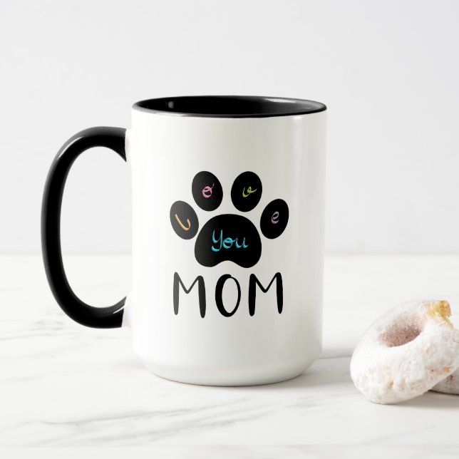 Pet Paw Chien Chat Aimez-vous MOM Café Mug (Avec donut)