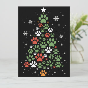 Pet Paw Christmas Tree Cats Dog Lover Xmas Holiday Card
