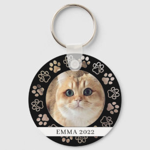 Pet Paw Custom Cat Photo Ceramic Ornament Keychain