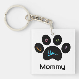 Pet Paw Dog / Cat Love you Mommy  Keychain