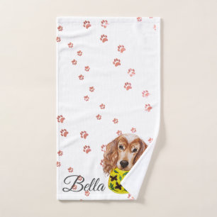 Pet Paw Drying Towel   Watercolor Spaniel Monogram