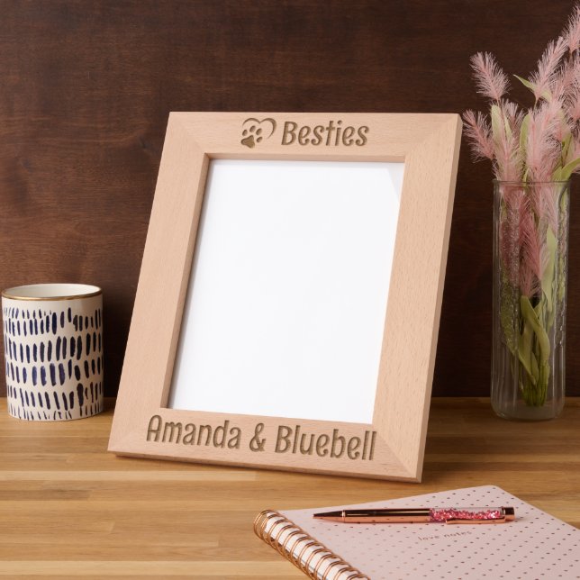 Pet Paw Heart Besties Etched Frames (Left)