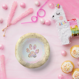 pet paw print design classic paper plate