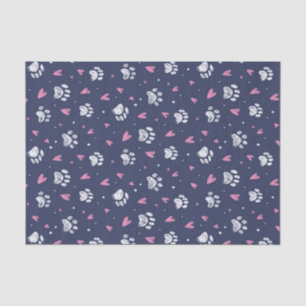 Pet Paw Print Heart Doodle Pattern Valentine's Day Tissue Paper