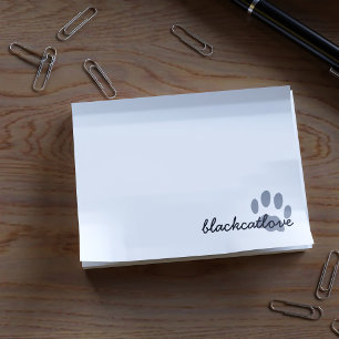Pet Paw Print Personalized Cat Lover Post it Notes
