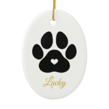 Pet Paw Print Personalized Gold Pet Name Photo