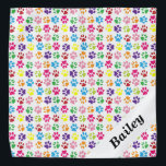 Pet Paw Print Personalized Rainbow Bandana<br><div class="desc">This design may be personalized in the area provided by changing the photo and/or text. Or it can be customized by choosing the click to customize further option and delete or change the colour, the background, add text, change the text colour or style, or delete the text for an image...</div>