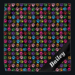 Pet Paw Print Personalized Rainbow Bandana<br><div class="desc">This design may be personalized in the area provided by changing the photo and/or text. Or it can be customized by choosing the click to customize further option and delete or change the colour, the background, add text, change the text colour or style, or delete the text for an image...</div>