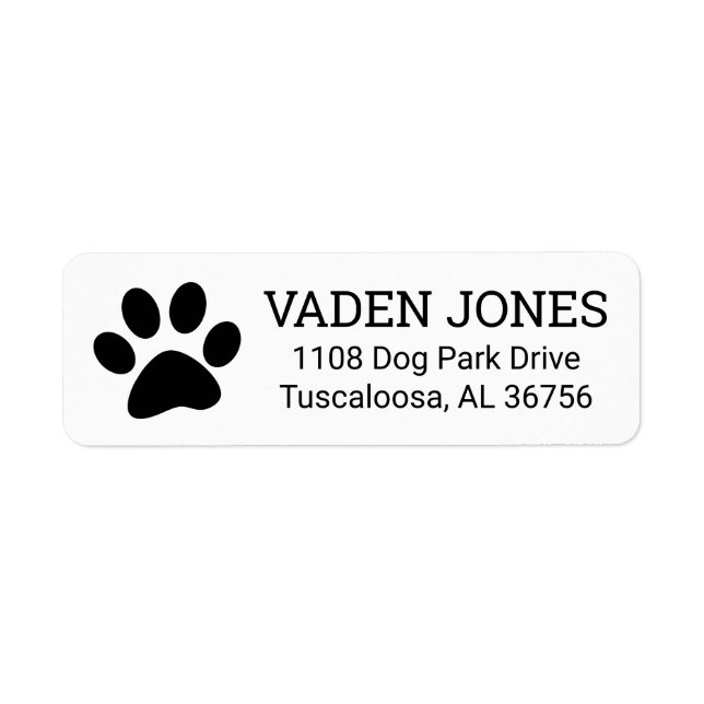 Pet paw print return address label (Front)