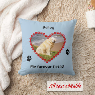 Pet paw prints memorial your photo pillow