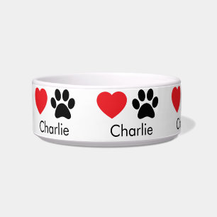 Pet Paw Prints Personalized Name Dog Bowl