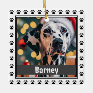 Pet Paw Prints Personalized Pet Name Photo Ceramic Ornament