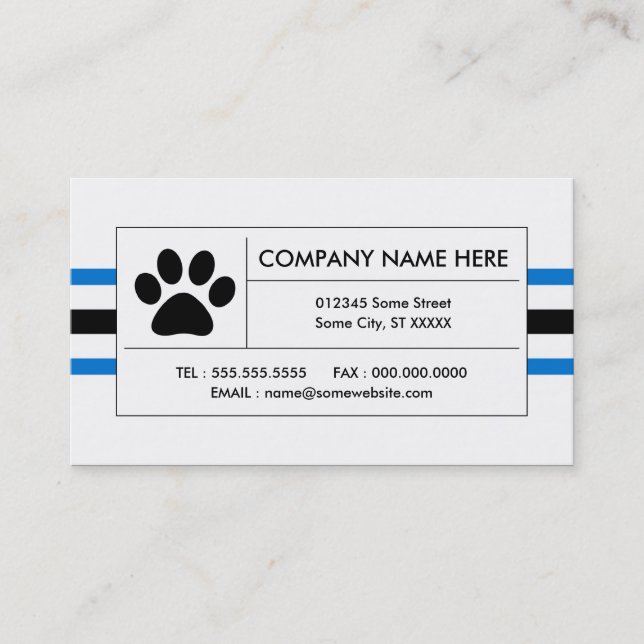 pet paw stripes business card (Front)