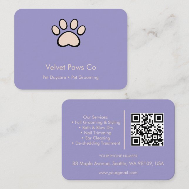 Pet Paws Grooming Customize Minimal Multi-Purpose Business Card (Front/Back)