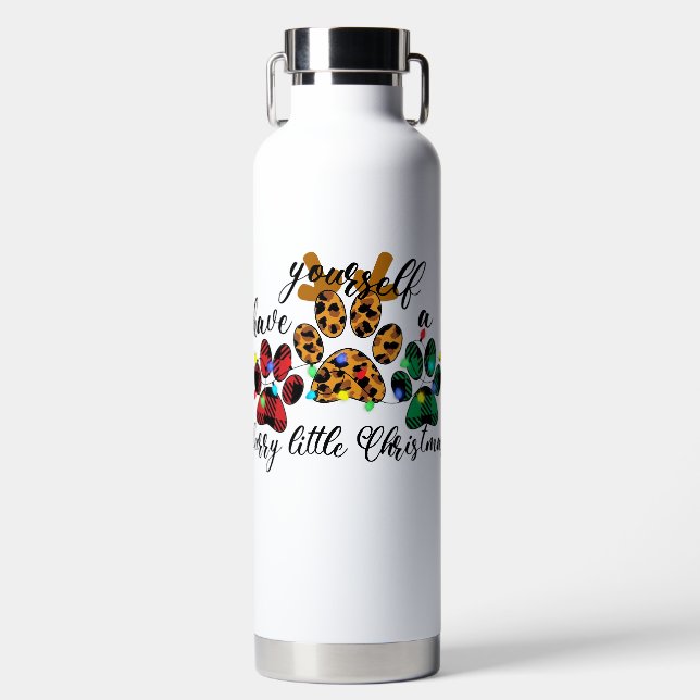 Pet Paws Have Yourself A Furry Little Christmas Water Bottle (Front)
