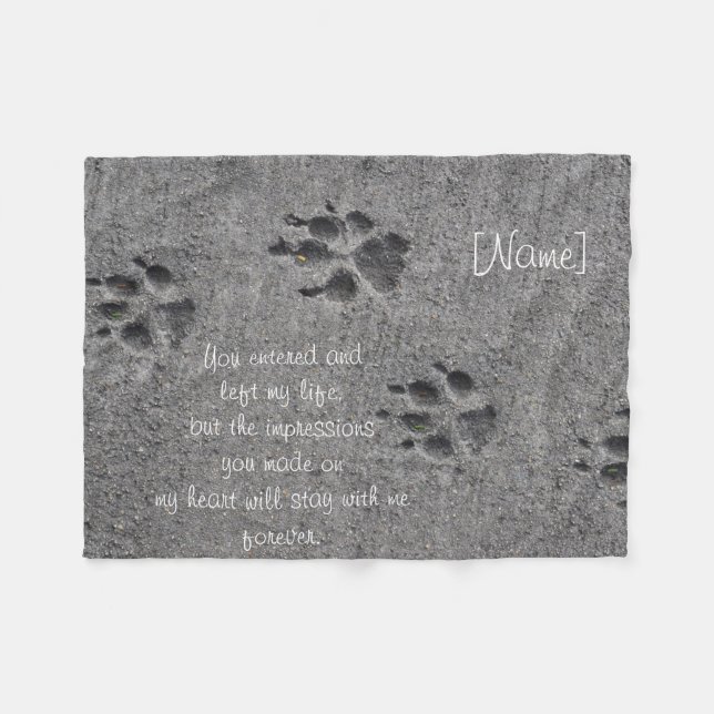 Pet Paws in Cement – Always There Fleece Blanket (Front (Horizontal))