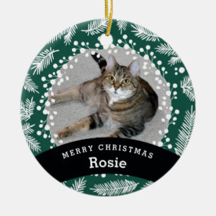 Pet Personalized Evergreen Christmas Ceramic Ornament