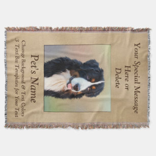 Pet Photo 3 Text Boxes Personalized Throw Blanket