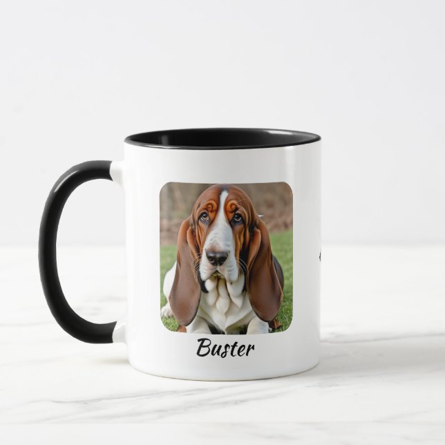  Pet Photo  Basset Hound  Brown  Personalize Mug (Left)