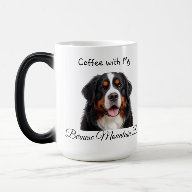   Pet Photo Bernese Mountain Dog  Personalize Magic Mug (Left)