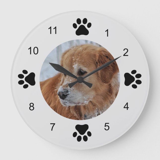 Pet Photo Black and White Large Clock (Front)