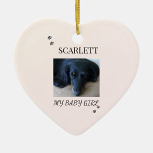 Pet Photo Blush Design with Holiday Paw Prints Ceramic Ornament