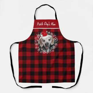 Pet Photo Buffalo Plaid Santa Hat Christmas Apron