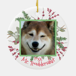 Pet Photo Christmas Custom Cute Santa Animals Cat Ceramic Ornament